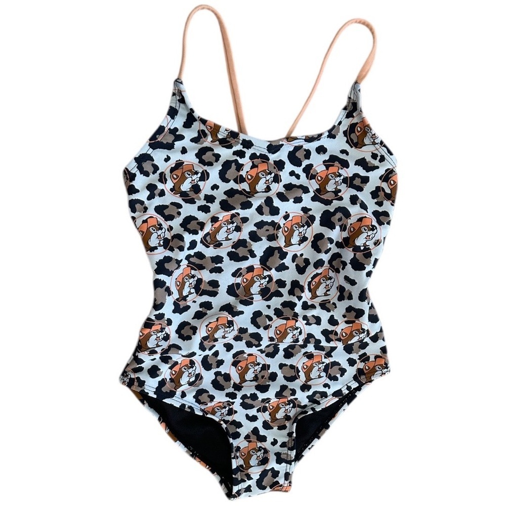 Buc-ee’s Beaver Girls Leopard Print Buc-ee One Piece Bathing Suit Swimsuit